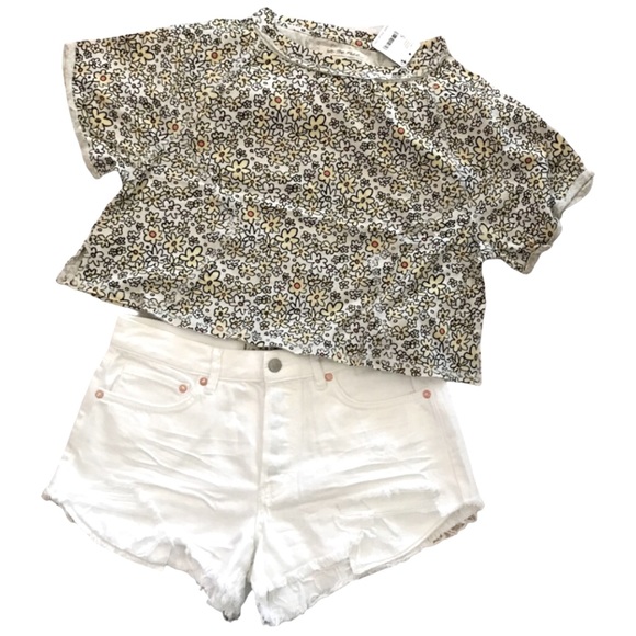 Free People Sammie Size Small Printed Tee in Ivory Combo New with Tag - Picture 2 of 6